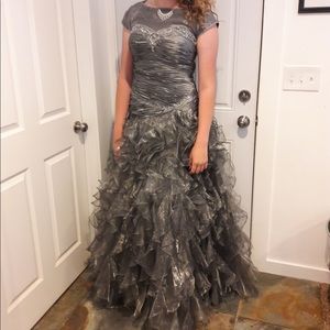 Metallic silver formal gown